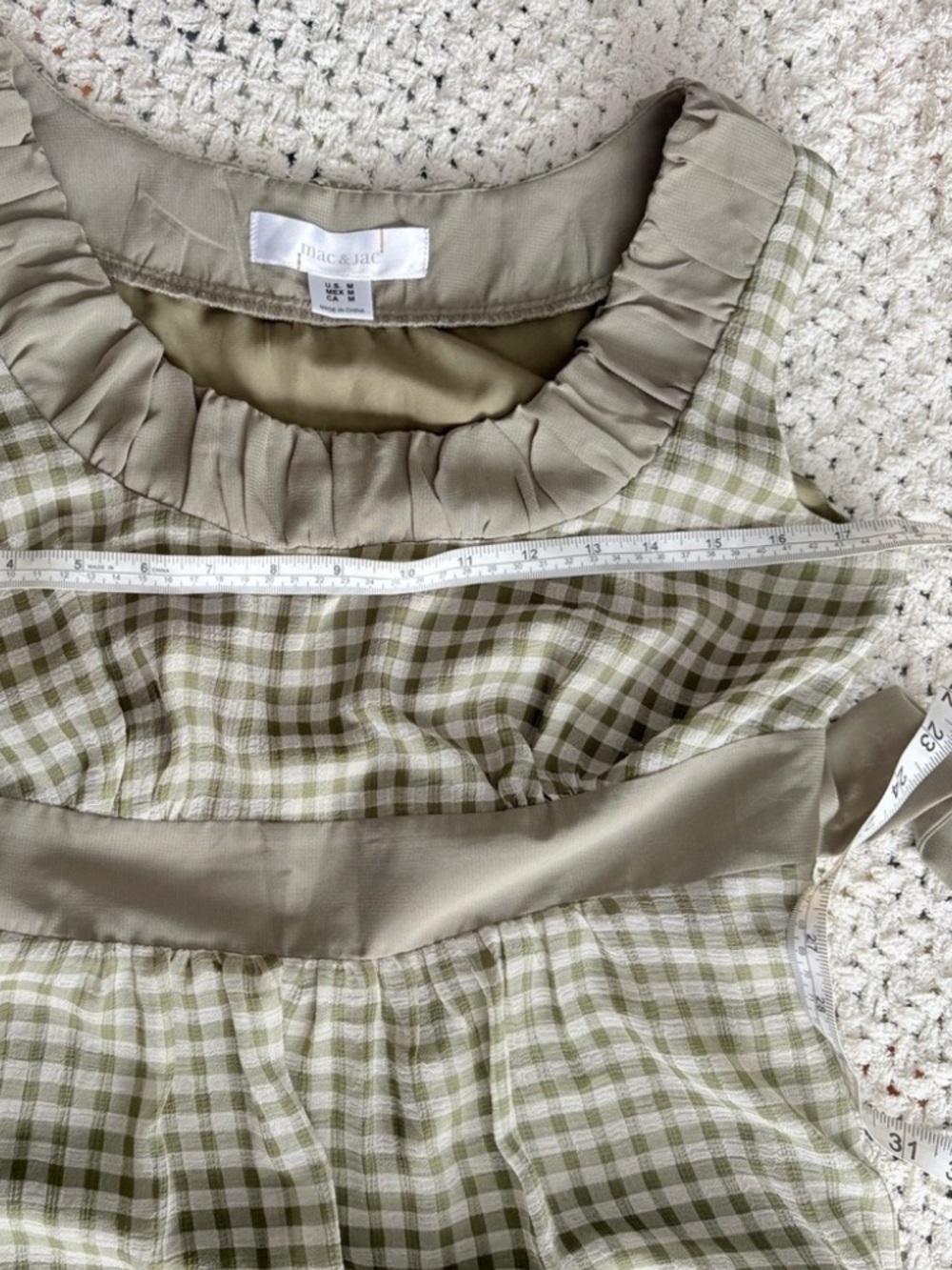 Mac & Jac Green Gingham Cottagecore Dress with Ribbon Tie Waist - Picture 12 of 13